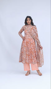Peach Paisley Anarkali Set