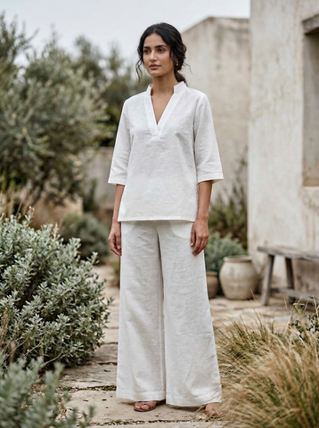 Ivory Linen Cotton Co-ord Set