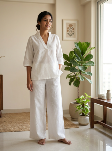 Ivory Linen Cotton Co-ord Set