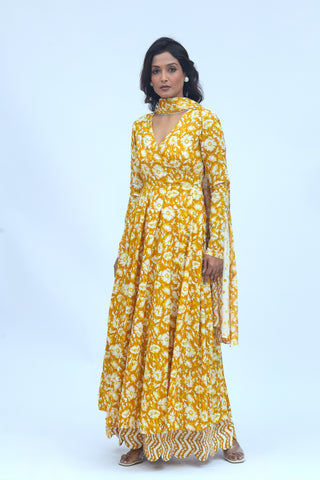 Amber Bloom Angrakha Kurta Set