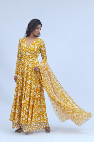Amber Bloom Angrakha Kurta Set