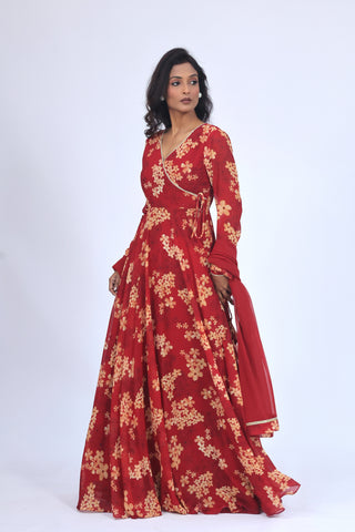 Ruhani Red Anarkali Set