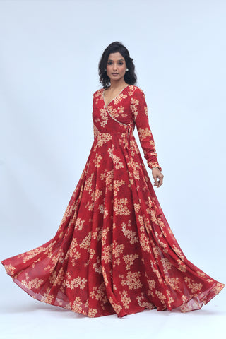 Ruhani Red Anarkali Set