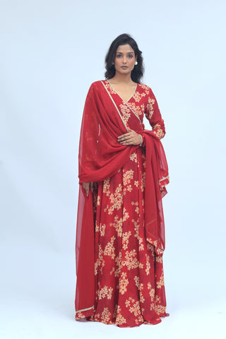 Ruhani Red Anarkali Set