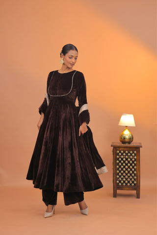 Zareen Cocoa Anarkali Set